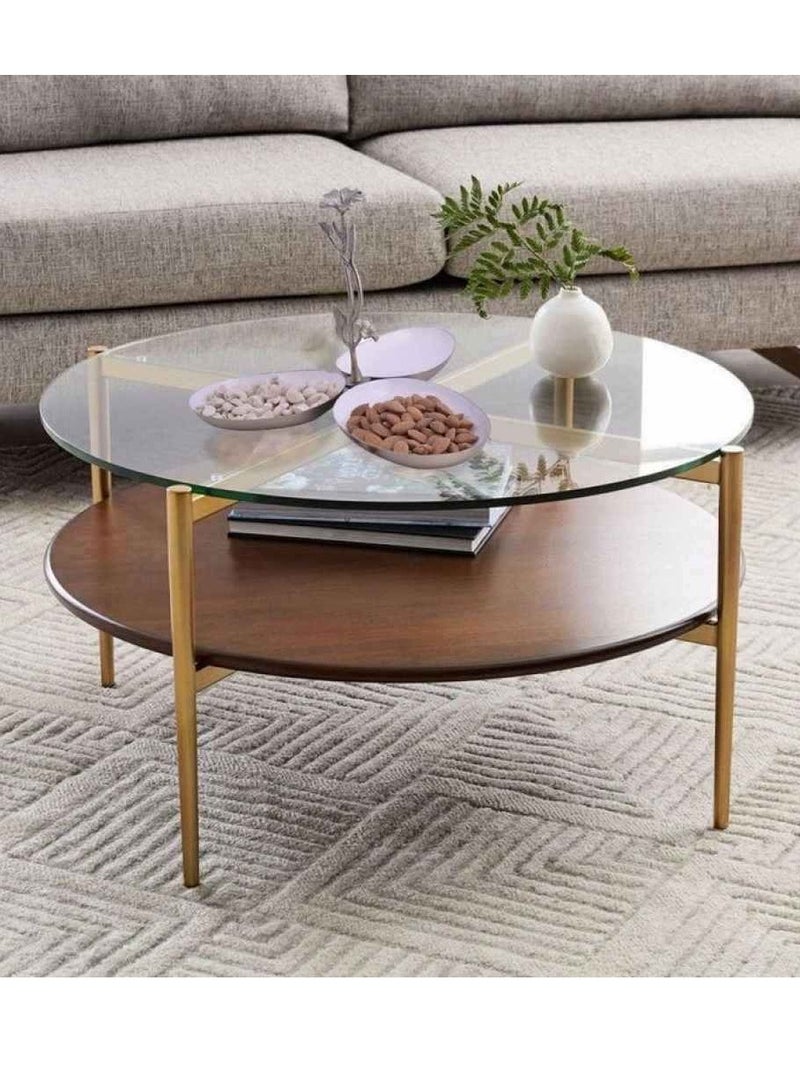 Generic Coffee Table 85×44 cm - Brown & Gold - Image 1