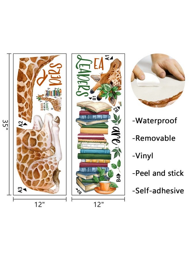 Mfault Giraffe Reading Corner Baby Boys Girls Wall Decals Stickers, Readers are Leaders Woodland Animals Read Books Nursery Playroom Decorations Bedroom Classroom Art, Kids Library Toddler Room Decor - Image 2