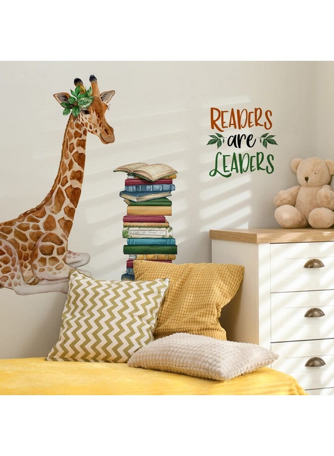 Mfault Giraffe Reading Corner Baby Boys Girls Wall Decals Stickers, Readers are Leaders Woodland Animals Read Books Nursery Playroom Decorations Bedroom Classroom Art, Kids Library Toddler Room Decor - Image 3