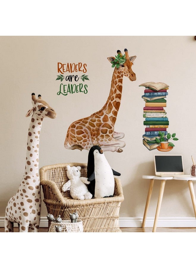 Mfault Giraffe Reading Corner Baby Boys Girls Wall Decals Stickers, Readers are Leaders Woodland Animals Read Books Nursery Playroom Decorations Bedroom Classroom Art, Kids Library Toddler Room Decor - Image 5
