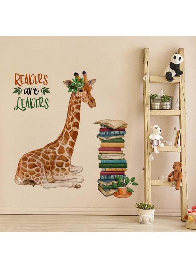 Mfault Giraffe Reading Corner Baby Boys Girls Wall Decals Stickers, Readers are Leaders Woodland Animals Read Books Nursery Playroom Decorations Bedroom Classroom Art, Kids Library Toddler Room Decor - Image 4