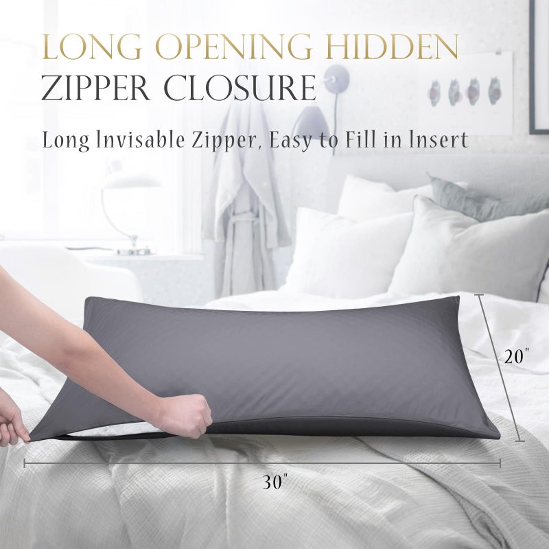 ELIBABA Cooling Side Sleeper Pillow Cases - Curved Rayon Derived from Bamboo Pillowcase Cover- Breathable Silky Soft Pillowcase for Hot Sleepers Hair and Skin, Queen Size 1 Piece, 20 * 30 Inches Dark Grey - Image 5