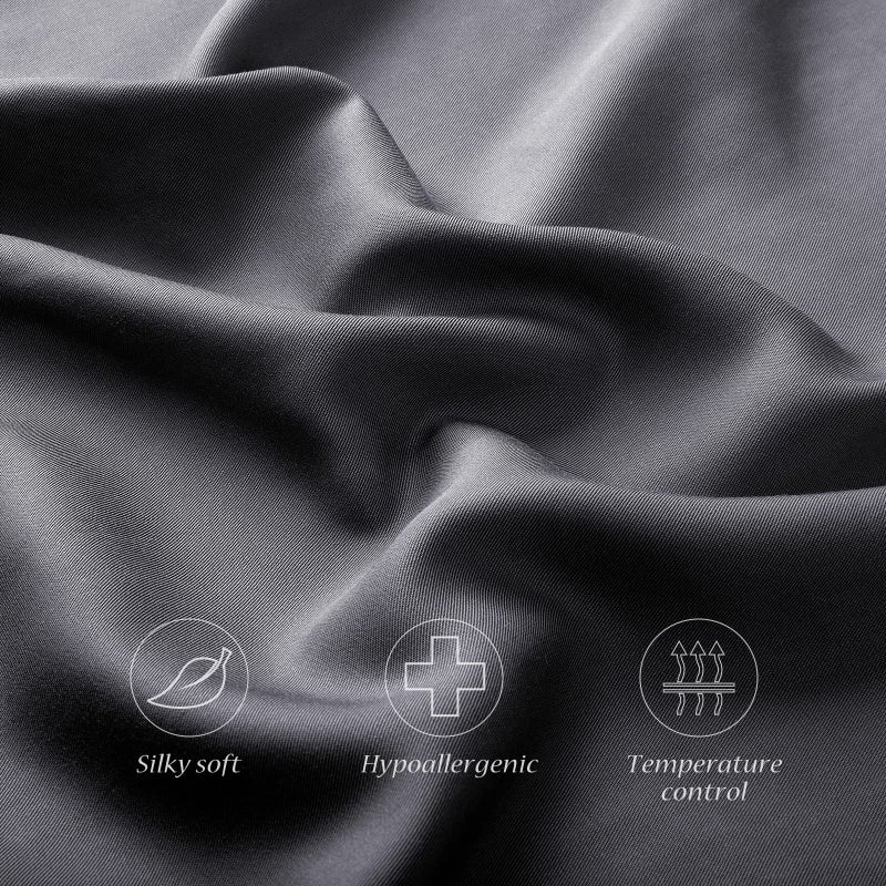 ELIBABA Cooling Side Sleeper Pillow Cases - Curved Rayon Derived from Bamboo Pillowcase Cover- Breathable Silky Soft Pillowcase for Hot Sleepers Hair and Skin, Queen Size 1 Piece, 20 * 30 Inches Dark Grey - Image 3