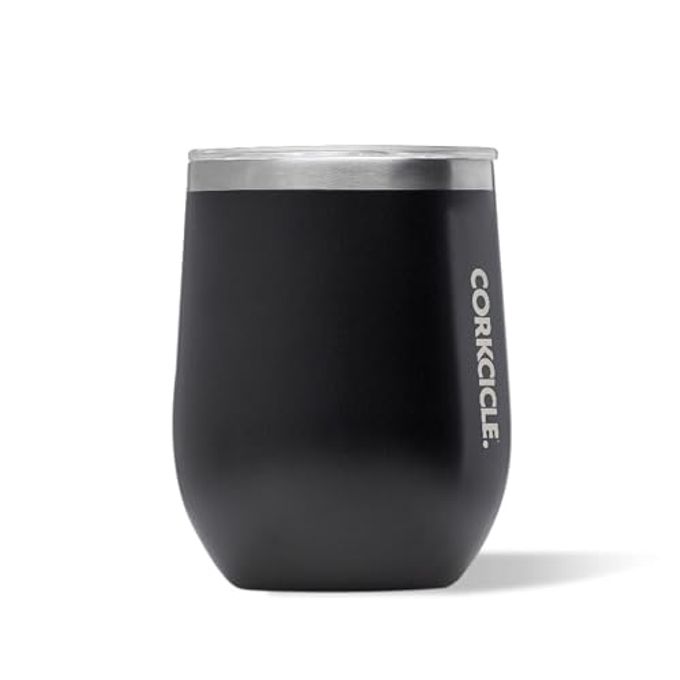 Corkcicle Stemless Wine Tumbler - Keeps Drinks Cold for 6 Hours - Triple-Insulated Stainless Steel - Non-Slip Base - Summer Drinkware Gift - Keeps Drinks Ice Cold - 12 oz - Matte Black