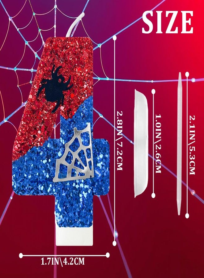 WQINX شموع عيد ميلاد WQINX باللونين الأحمر والأزرق مع شبكة عنكبوت فضية، زينة كعكة على شكل شموع مرحة بطابع كرتوني للعنكبوت، مناسبة للأولاد والبنات، لوازم حفلات الأطفال (4) - Image 2