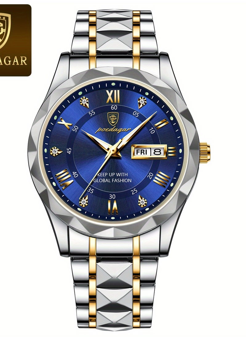 POEDAGAR POEDAGAR Fashion Luxury Wristwatch | Luminous Stainless Steel Quartz Waterproof Man Watch  - Image 2