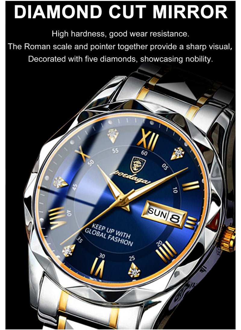 POEDAGAR POEDAGAR Fashion Luxury Wristwatch | Luminous Stainless Steel Quartz Waterproof Man Watch  - Image 4