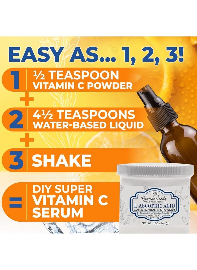 resurrectionbeauty L-Ascorbic Acid Powder (Cosmetic Vitamin C Powder for Face) to Make Your Own Vitamin C Mask, Serum, Hyaluronic Acid Serums with Vitamin C & Other DIY Cosmetic Formulations for Skin Care 6 Oz  - Image 2