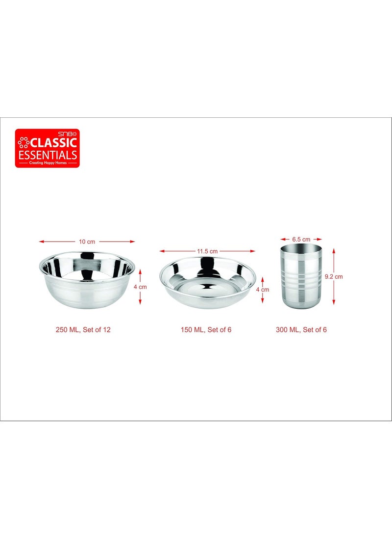 Classic Essentials - Classic Essentials Stainless Steel Solid Dinner Set | Heavy Gauge Stainless Steel Dinner Set | Kitchen Set For Home | Shagun Set/Bartan Set, Set Of 83 - Image 1