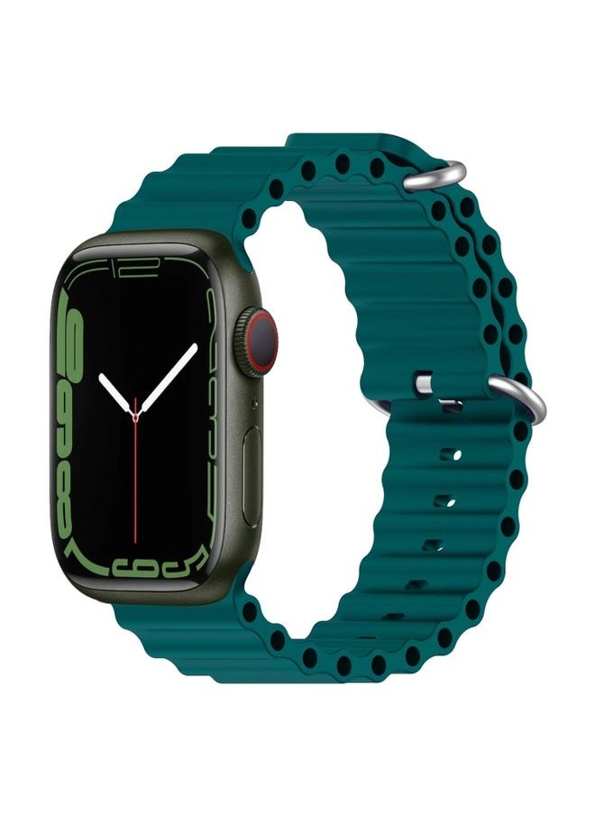 Generic - Replacement Strap Ocean Silicone Watch Band for Apple Watch Series 8&7 41mm / SE 2&6&SE&5&4 40mm / 3&2&1 38mm Dark Green - Image 1