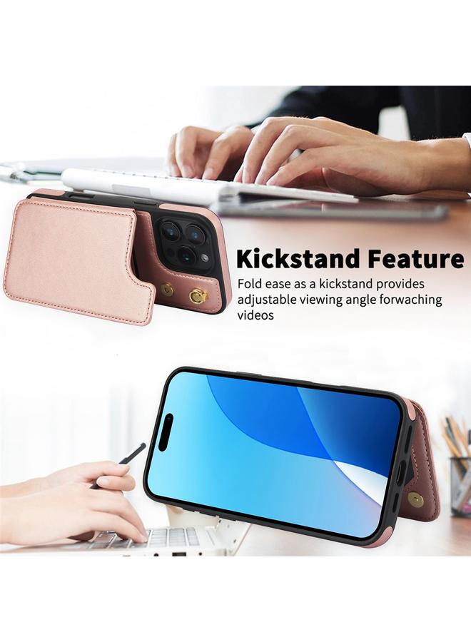 اس-توب جراب هاتف iPhone 16 Pro Max Crossbody بمشبك مزدوج ومحفظة من الجلد - Image 5