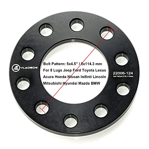VLAOSCHI Black Forged 5x4.5 5x4.75 5x114.3 Wheel Spacers 1/4" (6mm) Compatible with Ford-Jeep-Toyota-Honda-Nissan 5 Lug for Wrangler Liberty Explorer Ranger Mustang Camry Tacoma Accord Civic-Pack of 4 - Image 2