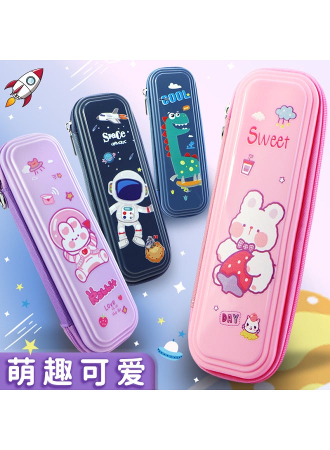 Children's Cartoon Stationery Box Large Capacity Waterproof Pencil Bag Multifunctional Primary School Students Double Layer Plastic Pencil Case - Image 2