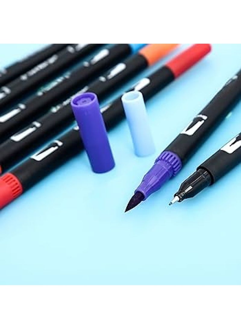 هويتك مجموعة أقلام فرشاة مزدوجة مكونة من 48 قطعة مع حقيبة بسحاب - للرسم والتلوين - Image 4