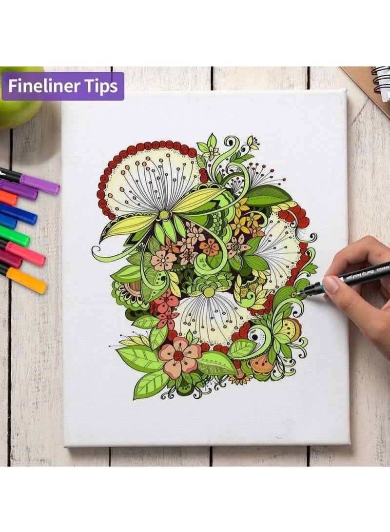 هويتك مجموعة أقلام فرشاة مزدوجة مكونة من 48 قطعة مع حقيبة بسحاب - للرسم والتلوين - Image 2