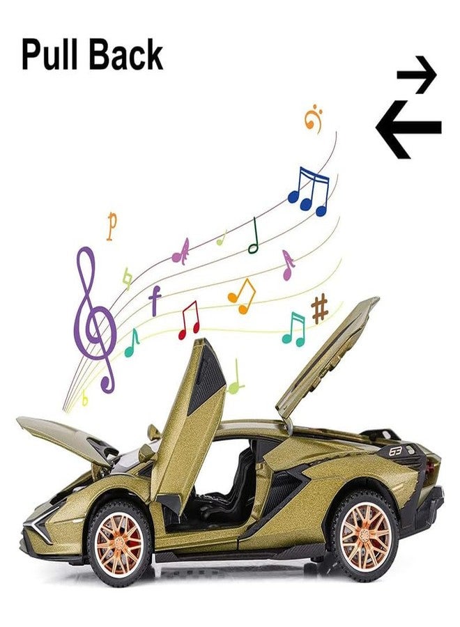 AHBHT Kids Model 1:32 Sian Die Cast Metal Car Pull Back Action Opening Doors with Realistic Engine Sound Lights Toy Car Gift for Boys - Multi - Image 3