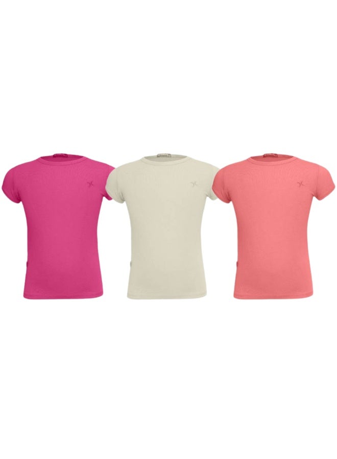 Girls' 3-Piece Short-Sleeve Lycra T-Shirt Set – TS 319