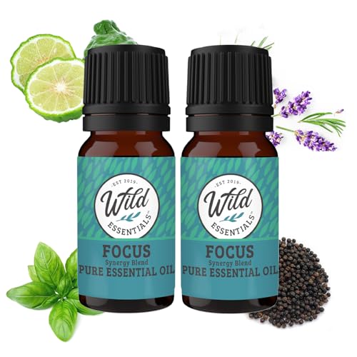 mEssentials Wild Essentials Focus 100% Pure Essential Oil Synergy Blend 2 Pack 10ml, Therapeutic Grade Concentration Formula for Mental Clarity, Study, Work, Test, Interview, Attention Made in The USA - Image 1