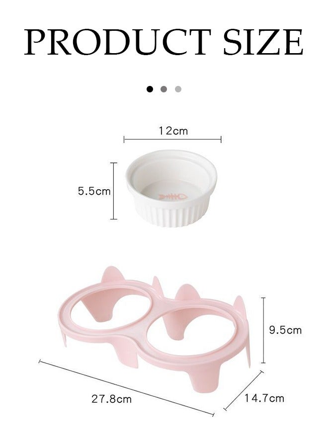 DUNISO وعاء طعام مزدوج مرتفع للقطط، وعاء تغذية للحيوانات الأليفة، وعاء طعام للقطط مضاد للتسرب، وعاء مرتفع بزاوية 15° مناسب للقطط والكلاب الصغيرة، وعاء تغذية للقطط - Image 2