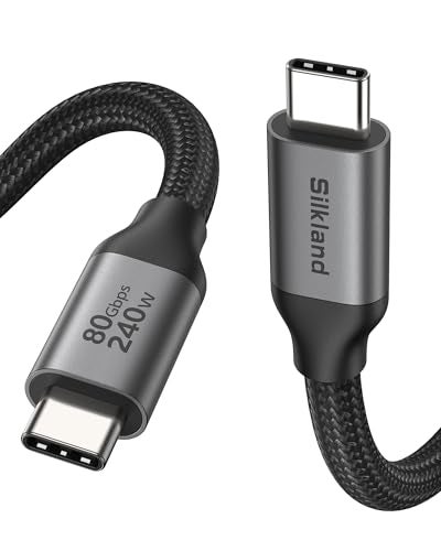 Silkland 80Gbps USB 4 for Thunderbolt 5 Cable 10FT3M 120Gbps Bandwidth for 16KDual 8K 240W Fast Charging USB C Monitor Cable Compatible for Thunderbolt 453 iPhone 1716 MacBook M4 ProMonitor - Image 1