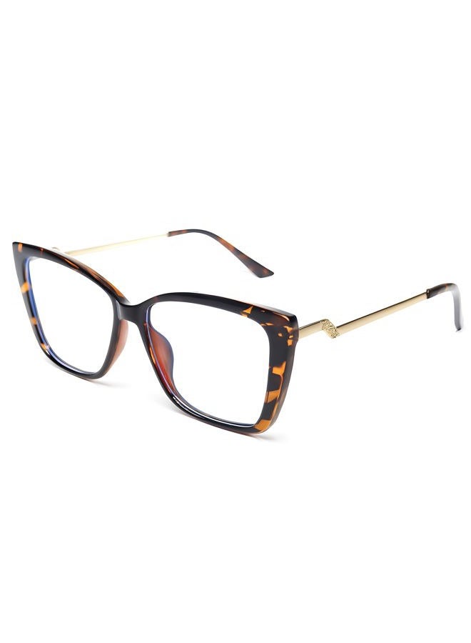 GLEXAL Blue Light Blocking Glasses for Women - Oversized Cat Eye Computer Eyewear with Tortoise Shell Frame & Gold Metal Temples, Stylish Anti Eye Strain Fashion Reading Gaming Glasses - Image 1