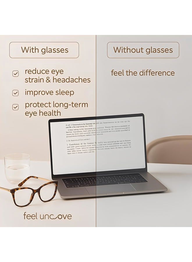 GLEXAL Blue Light Blocking Glasses for Women - Oversized Cat Eye Computer Eyewear with Tortoise Shell Frame & Gold Metal Temples, Stylish Anti Eye Strain Fashion Reading Gaming Glasses - Image 5