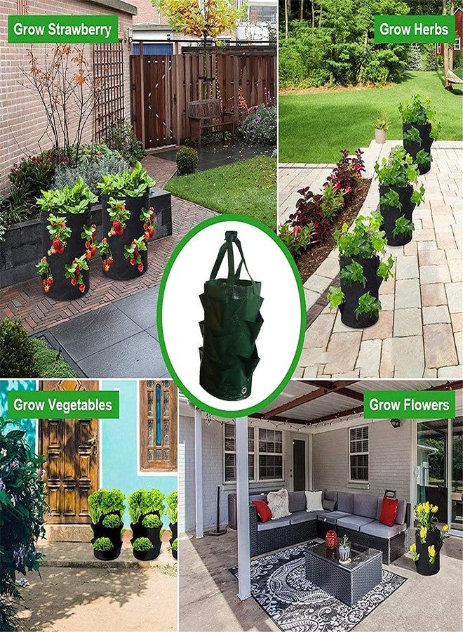 EBOCACB 3 pcs Hanging Planter Bag with Handles, Plastic Hanging Strawberry Planting Containers Strawberry Grow Bags Foldable Durable Growing Bags Grow Planter for Growing Vegetables Flowers Herb Plant - Image 4