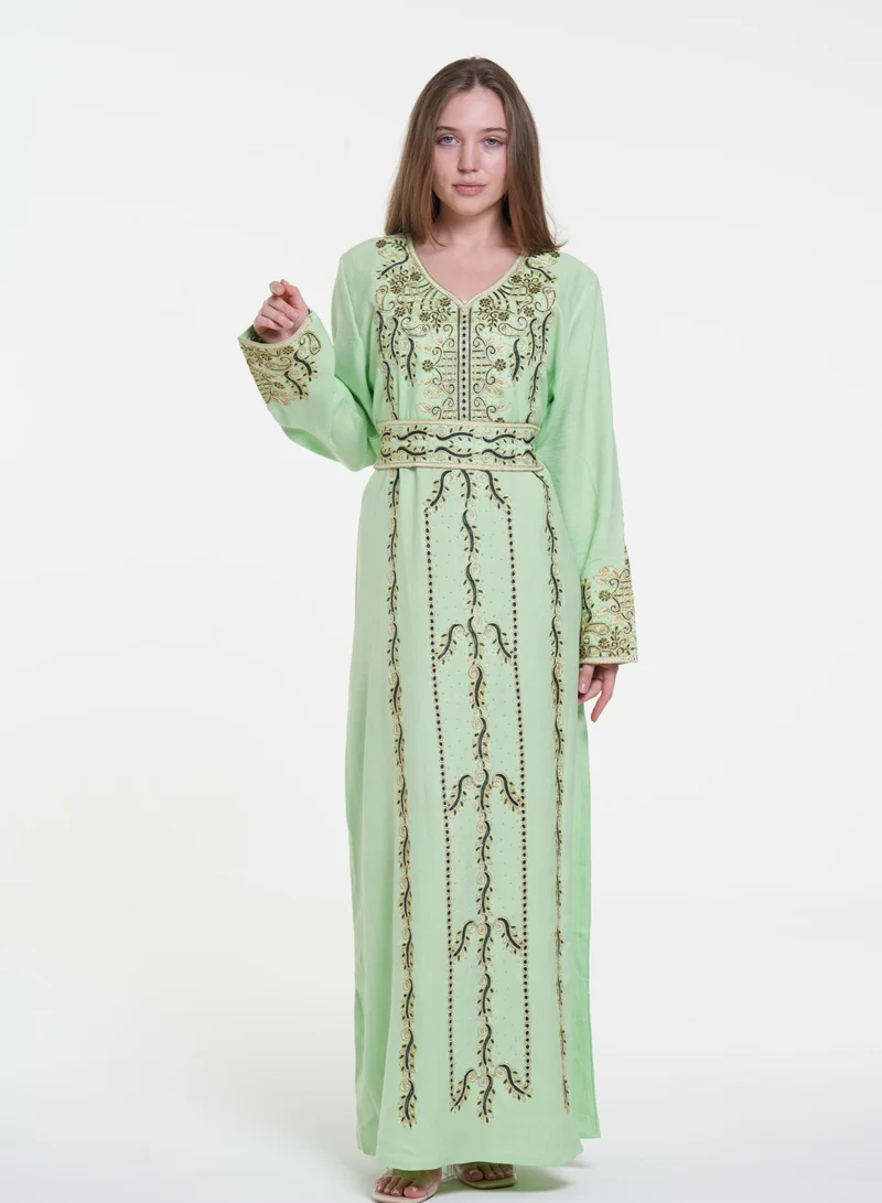 AL BENT AL SHARQIEH embroidered belted jalabiya dress