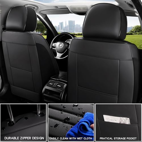 MINGBRON Front Car Seat CoversCar Seat Protector WaterproofSeat Covers Front Set Car Seat ProtectorsAutomotive Seat Covers Fit for Most Cars Black - Image 3