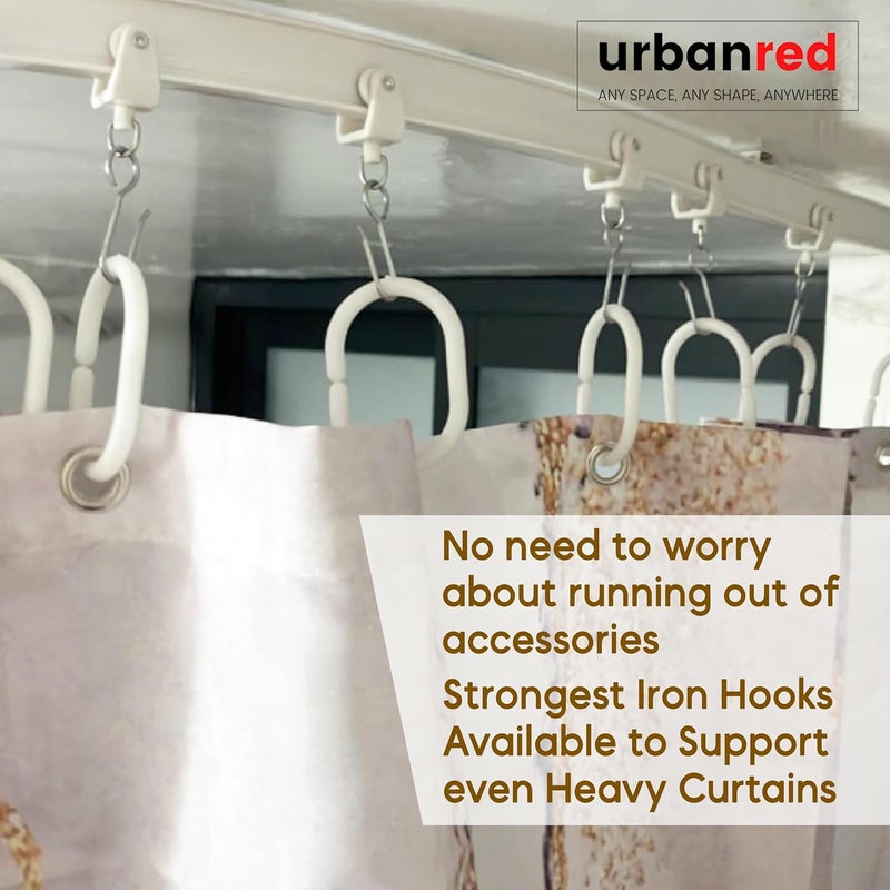 UrbanRed Flexible Ceiling Curtain Track - Room Divider, Curtain Rod, Wall Divider curtain, Ceiling Mount, RV Rail, Shower Corner, Long Curved Hospital Privacy System (White, Accessory Kit) - Image 4