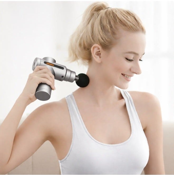O2. Grey Mini Massage Gun Percussion Deep Tissues Muscle Massager Gun With 6 Speeds Massage Device Super Quiet Portable Electric Handheld Body Massager For Back Neck Pain Relief - Image 5