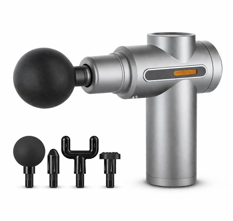 O2. Grey Mini Massage Gun Percussion Deep Tissues Muscle Massager Gun With 6 Speeds Massage Device Super Quiet Portable Electric Handheld Body Massager For Back Neck Pain Relief - Image 1