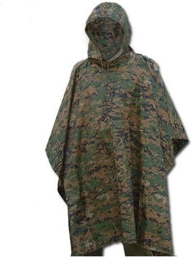 Adult Ripstop Wet Weather Lightweight Waterproof Multi-Use Rain Poncho with Hood - Use as Bivouac Sack, Shelter Tent
