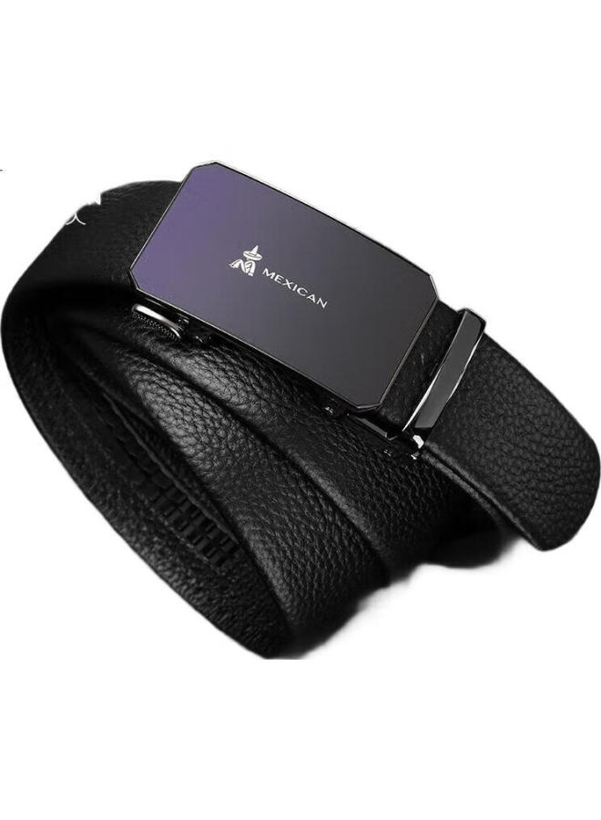 Scarecrow Men'S Belt With Automatic Buckle, Genuine Top-Grain Leather, Business Waistband, Casual Trendy Trouser Belt - Image 1