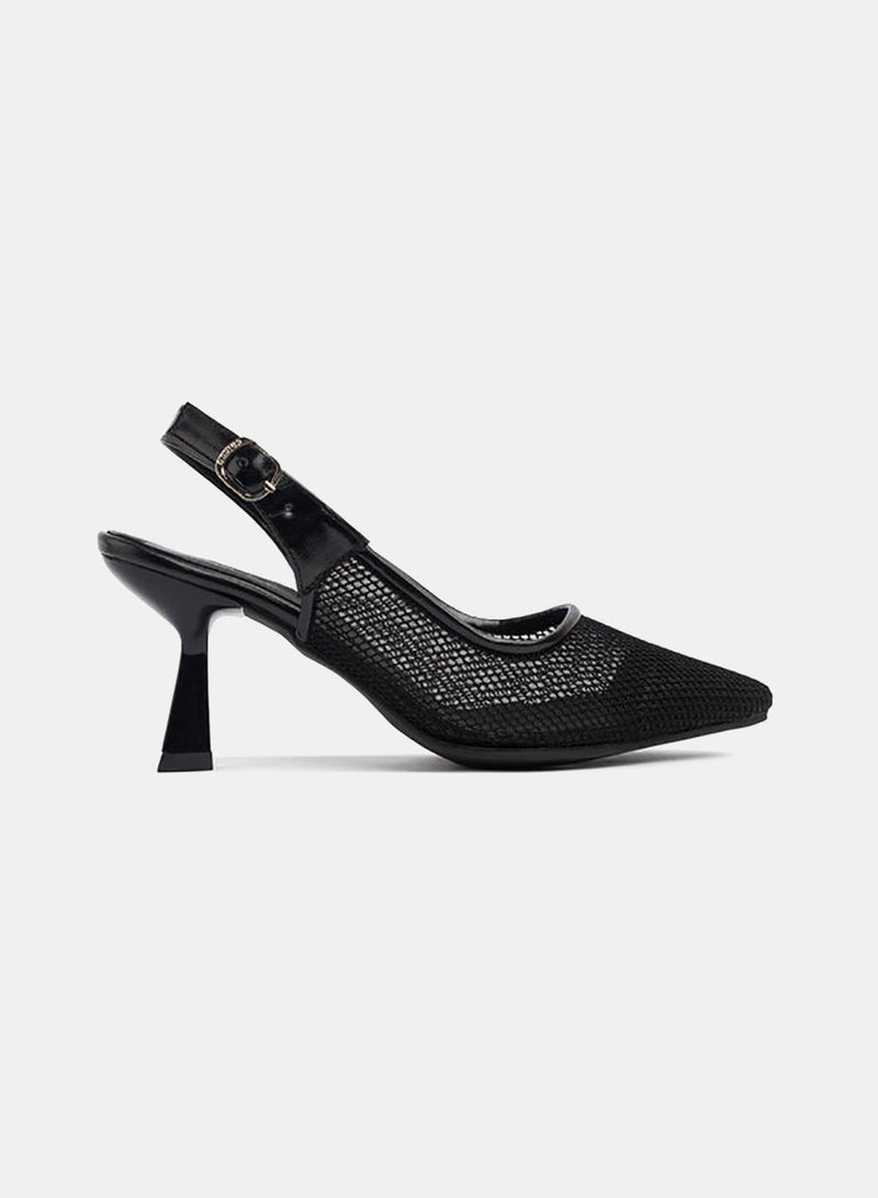 TGS Flared Heel Mesh Slingbacks - Image 2