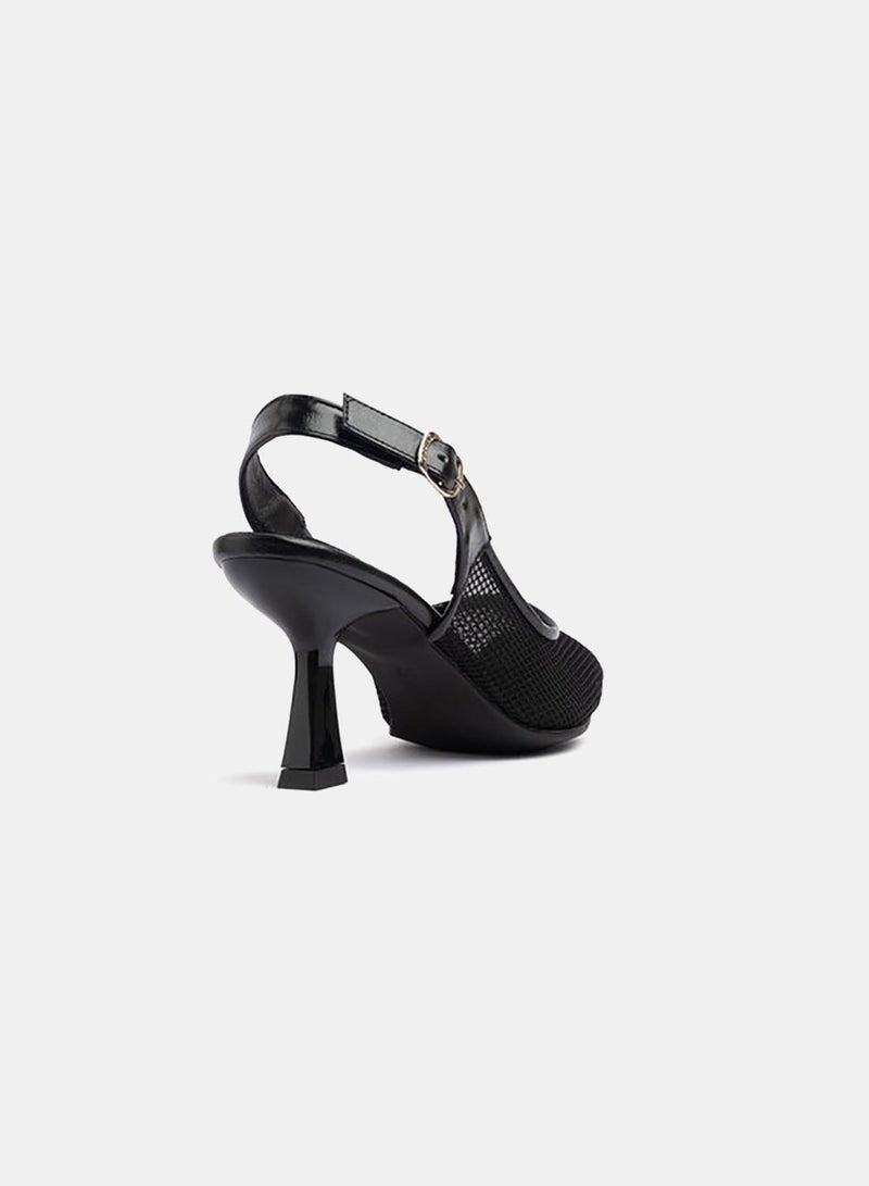 TGS Flared Heel Mesh Slingbacks - Image 3