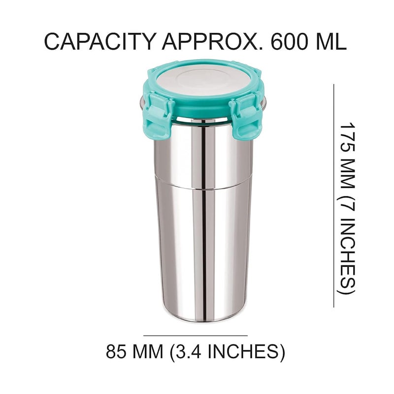 KP Original Battery كوب تامبلر زجاجي مع غطاء من الفولاذ المقاوم للصدأ بنظام قفل وإغلاق محكم 600 مل - Image 2