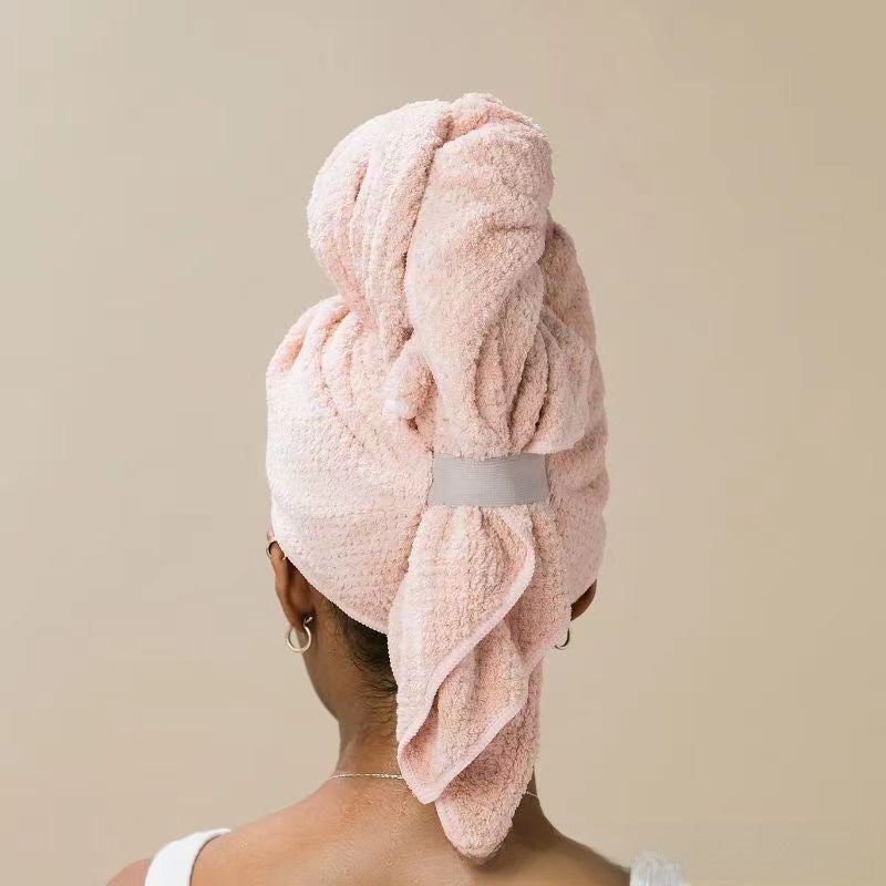 Generic Coral Fleece Hair Drying Cap Thick Absorbent Towel Coral pink