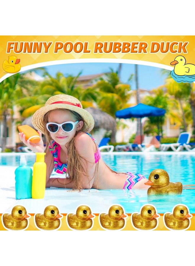 Honoson 6.89 Inch Giant Glitter Rubber Duck Gold Glitter Rubber Duckie Metallic Jumbo Duck Bath Toy With Sound Big Ducky Fidget Toy For Baby Shower Birthday Party Favor Gift Summer Beach Pool Activity - Image 4