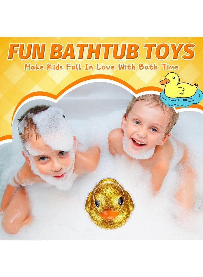 Honoson 6.89 Inch Giant Glitter Rubber Duck Gold Glitter Rubber Duckie Metallic Jumbo Duck Bath Toy With Sound Big Ducky Fidget Toy For Baby Shower Birthday Party Favor Gift Summer Beach Pool Activity - Image 5