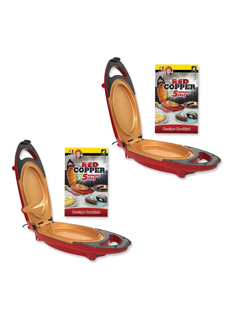 Red Copper مقلاة كهربائية حمراء نحاسية 5 دقائق للطهي بدون دخان غير لاصقة ستيك - Image 5