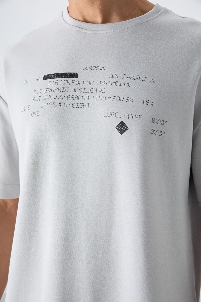 Tommy Life Stone Cotton Thick Soft Texture Oversize Fit Printed Men's T-Shirt - 88326  - Image 2