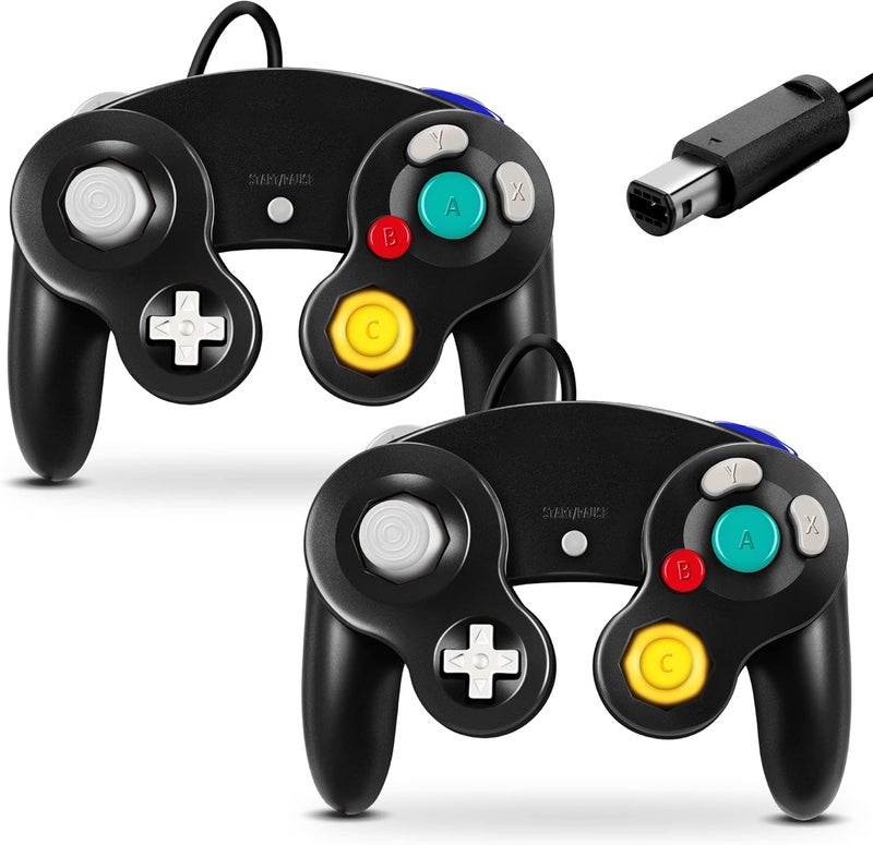 FIOTOK Gamecube Controller, Classic Wired Controller for Wii Nintendo Gamecube (Black-2Pack) - Image 1
