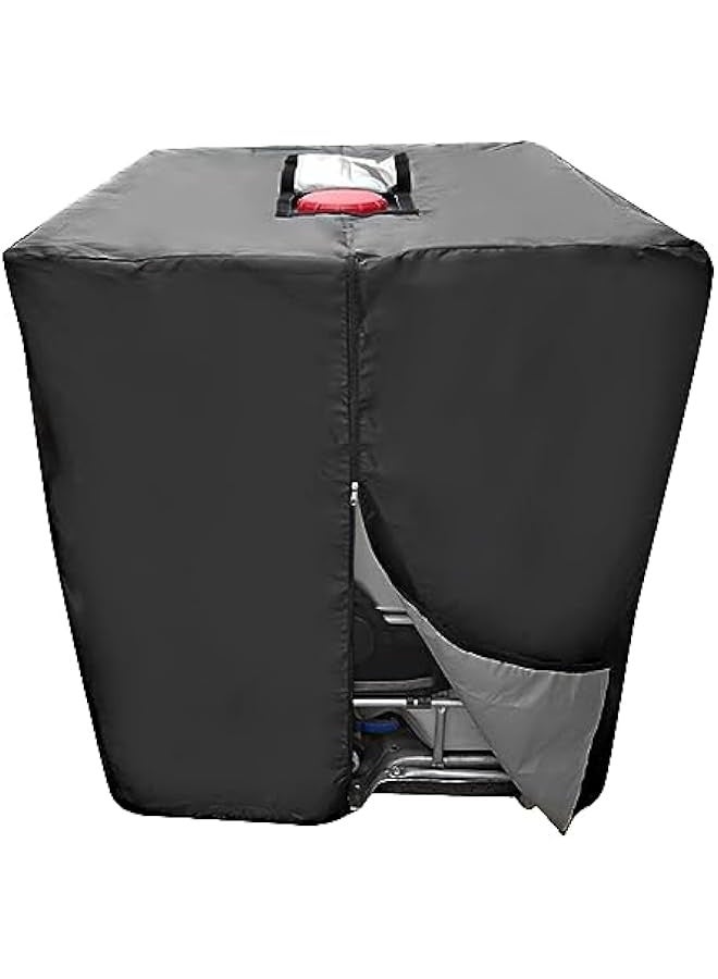 Generic IBC Tote Cover for 275 Gallon (1000L), Outdoor IBC Ton Barrel Rain Barrel Water Tank Protective Cover, with Zipper, Waterproof ,210D Oxford Cloth Cover (Black), 120*116*100 cm  - Image 1