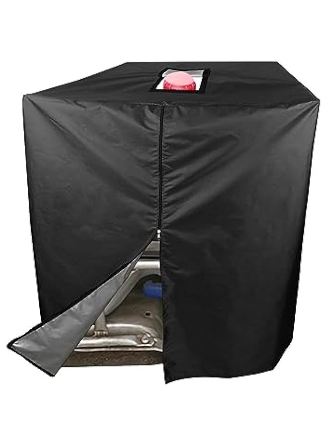 Generic IBC Tote Cover for 275 Gallon (1000L), Outdoor IBC Ton Barrel Rain Barrel Water Tank Protective Cover, with Zipper, Waterproof ,210D Oxford Cloth Cover (Black), 120*116*100 cm  - Image 2