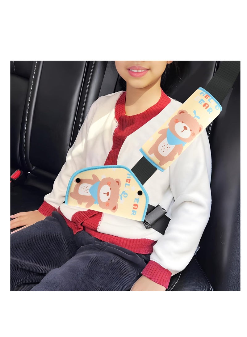 Zikra Seat Belt Adjuster and Cover for Kids Car Seat Strap Pads and Covers Toddler Seatbelt Cushion  Pillow for Child Safety Travel Kids Seat Belt Cover Pad Shoulder Belt Positioner Clip Bear - Image 1