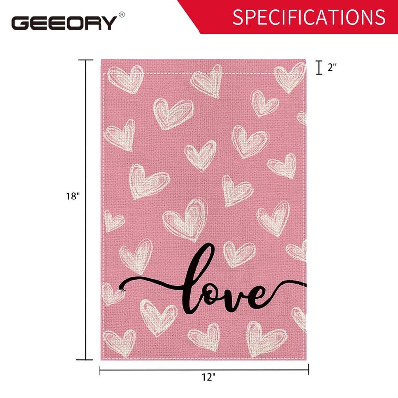 GEEORY Valentine's Day Pink & White Love Hearts Garden Flag 12 x 18 Inch - Double-Sided Small Decorative Flag for Yard, Lawn & Outdoor Decoration | GB087-12 - Image 4