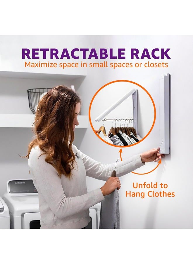 InstaHanger Closet Organizer, The Original Folding Drying Rack, ABS Plastic With Stainless Steel Rod, White, Wall Mount - Image 3