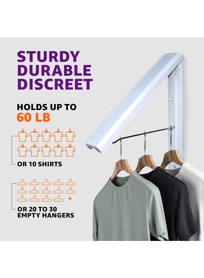 InstaHanger Closet Organizer, The Original Folding Drying Rack, ABS Plastic With Stainless Steel Rod, White, Wall Mount - Image 4