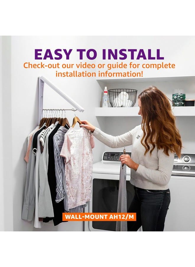 InstaHanger Closet Organizer, The Original Folding Drying Rack, ABS Plastic With Stainless Steel Rod, White, Wall Mount - Image 5